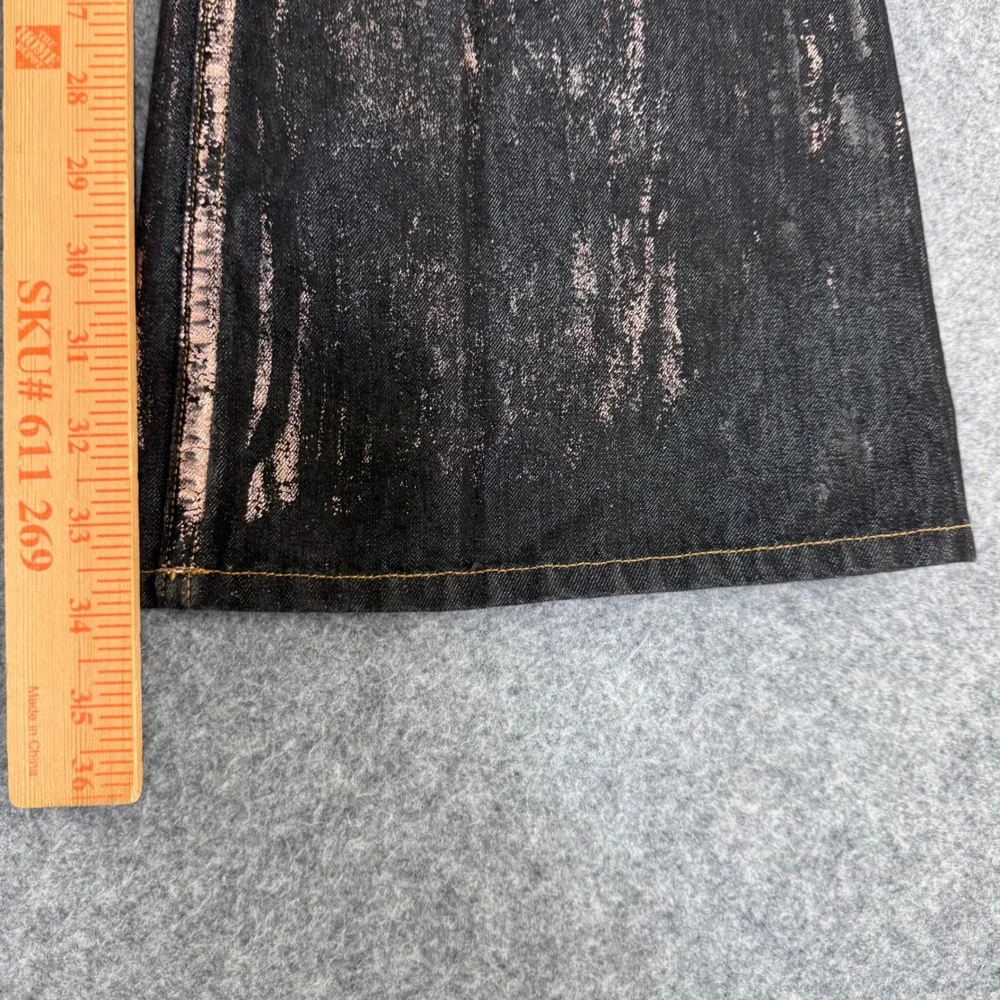 Rare VNTG Custo Barcelona Rose Gold Foil Metallic Flare Jeans Women 27